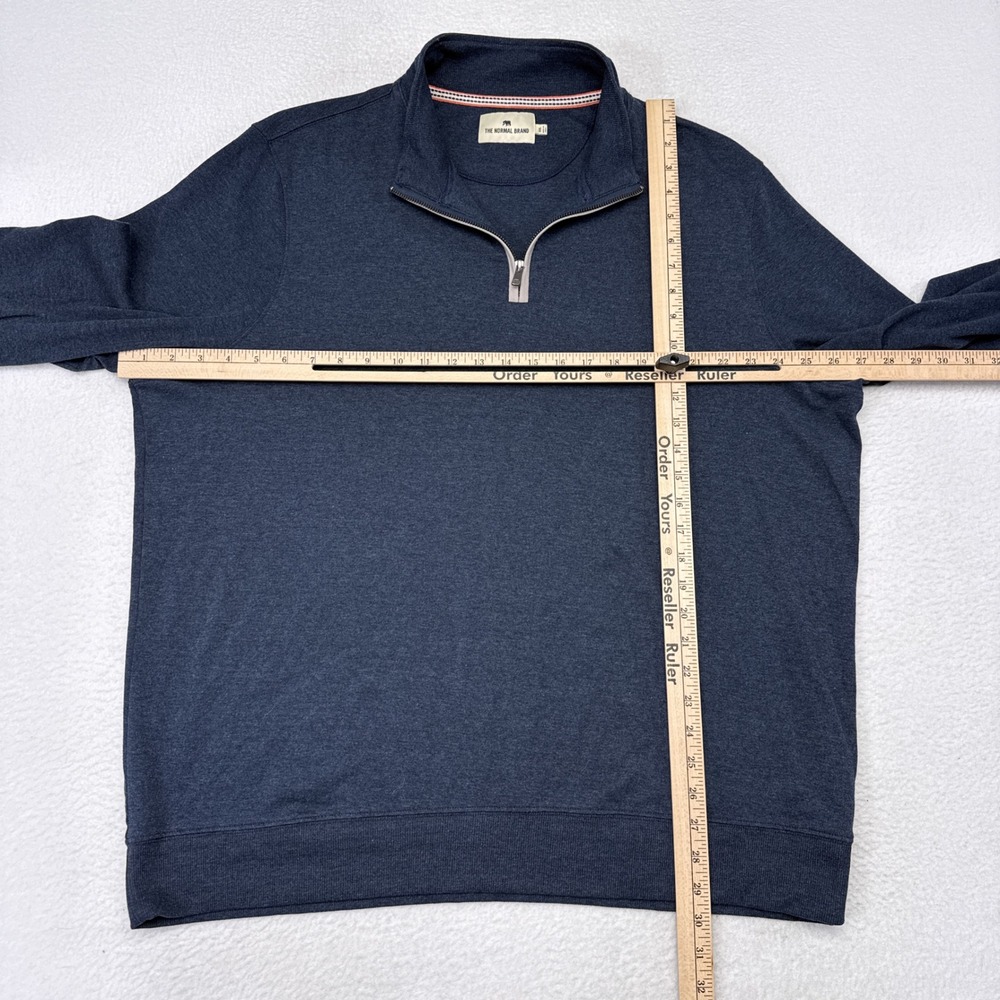 The Normal Brand Pullover Sweater Mens Size XXL Navy Blue 1/4 Zip Menswear Knit - Picture 7 of 9